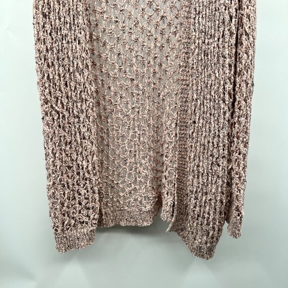 POL Womens Open Crochet Cardigan Open Front Blush/Multi Size Large - Picture 3 of 9